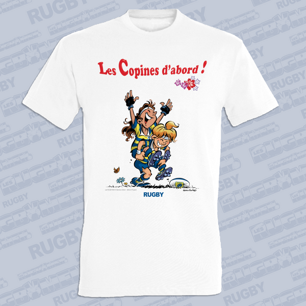 T-shirt FEMME - Les Copines d'abord - Jaune/Bleu