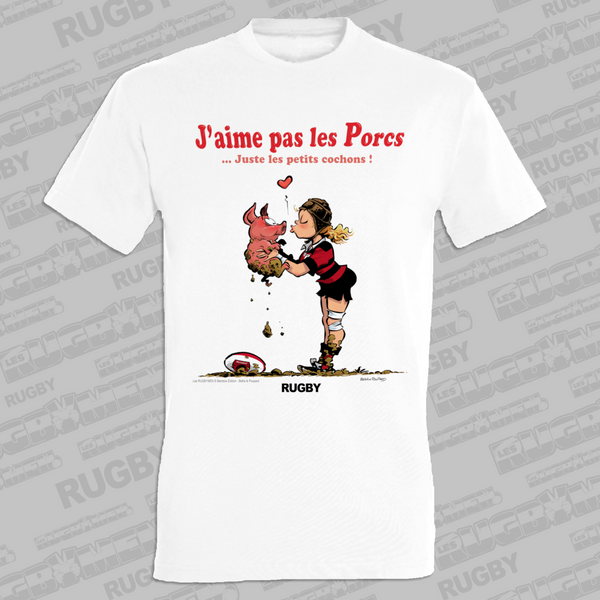 T-shirt FEMME - J'aime pas les PORCS - Noir/Rouge