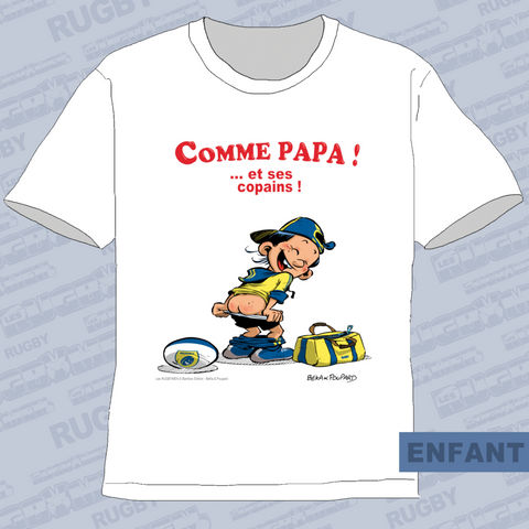 T-Shirt ENFANTS - Comme PAPA - Jaune/Bleu