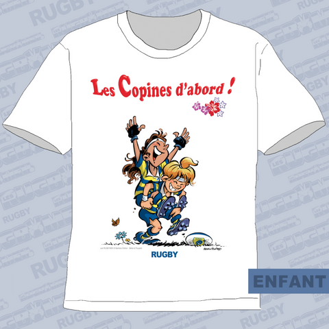 T-Shirt ENFANTS - Les copines d'abord - Jaune/Bleu