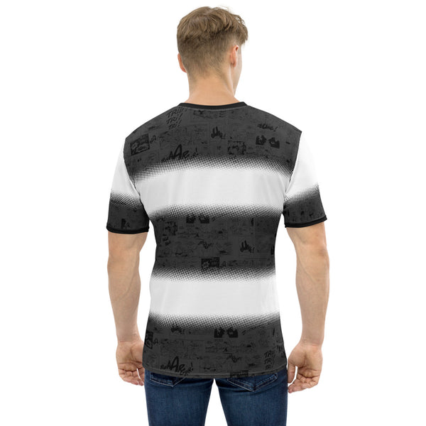 T-shirt souple - Homme : rayé dégradé Gris/Blanc cartoon