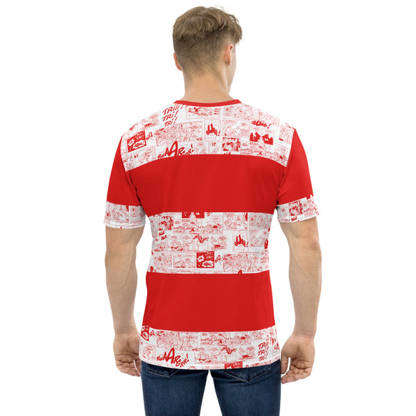 T-shirt souple - Homme : rayé Rouge/Blanc cartoon