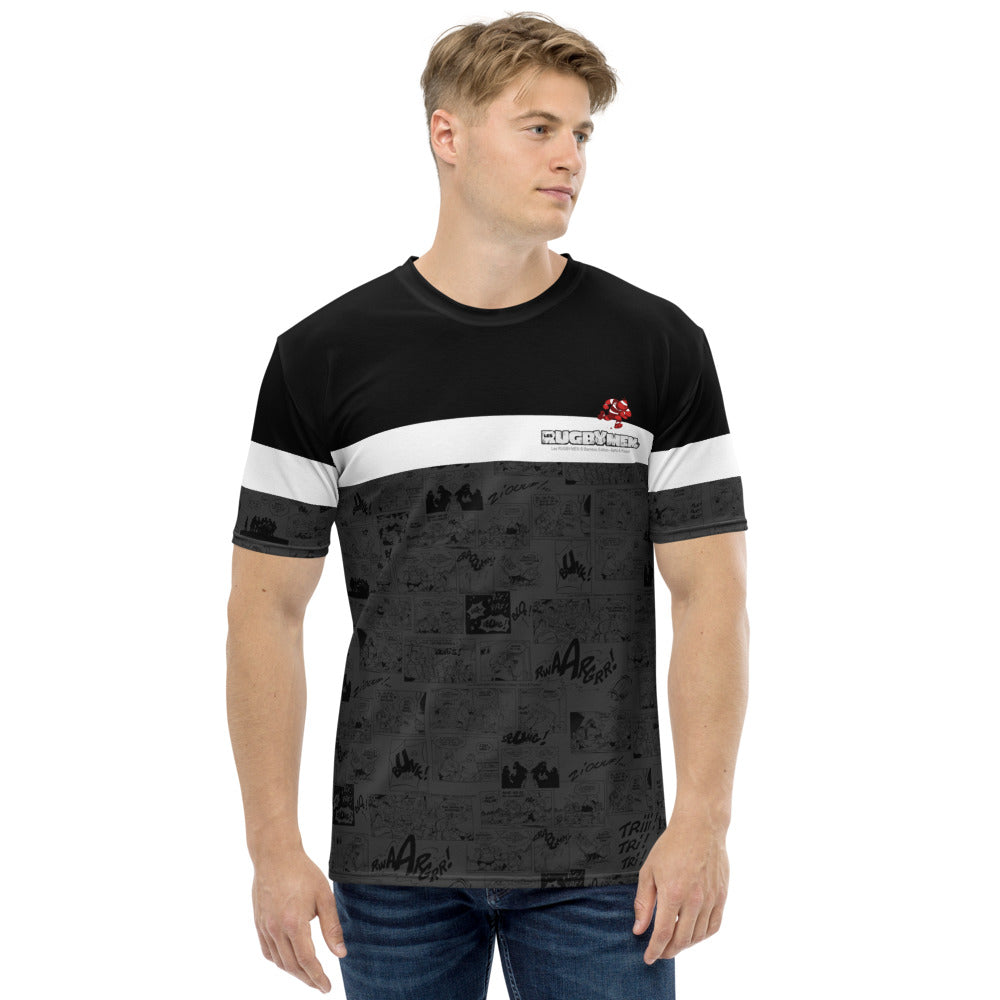T-shirt souple - Homme : Noir et rayure blanche