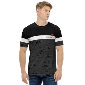 T-shirt souple - Homme : Noir et rayure blanche