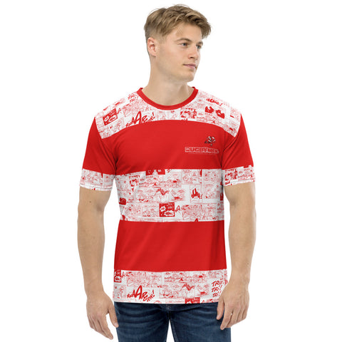 T-shirt souple - Homme : rayé Rouge/Blanc cartoon