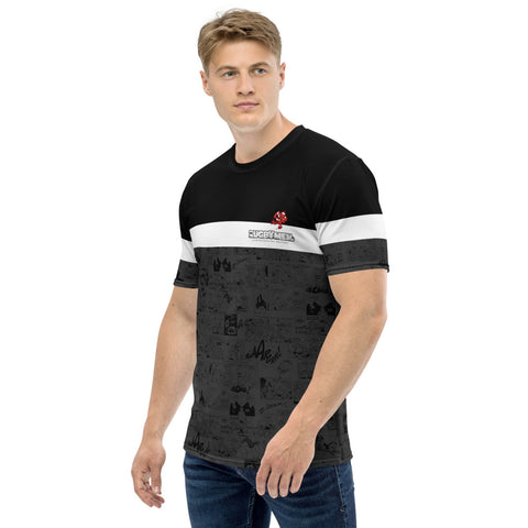 T-shirt souple - Homme : Noir et rayure blanche