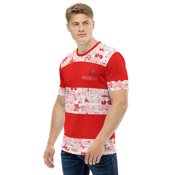T-shirt souple - Homme : rayé Rouge/Blanc cartoon
