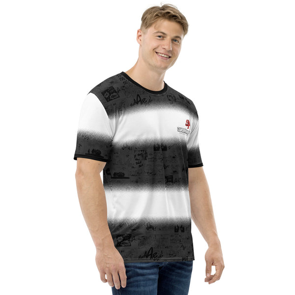 T-shirt souple - Homme : rayé dégradé Gris/Blanc cartoon