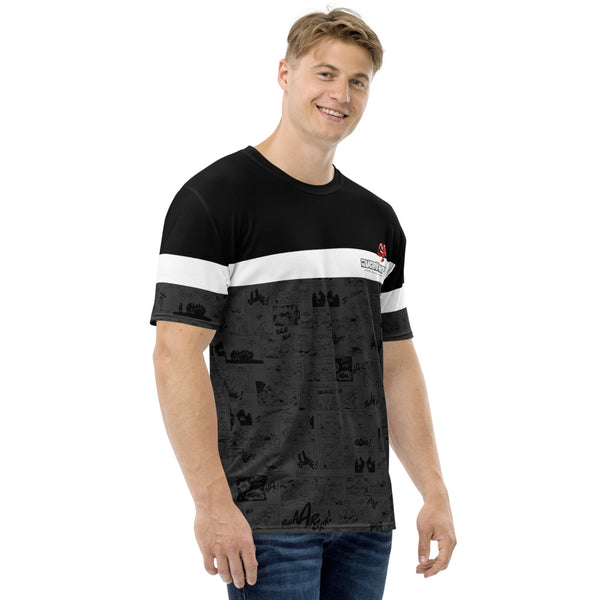 T-shirt souple - Homme : Noir et rayure blanche