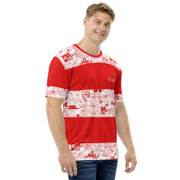 T-shirt souple - Homme : rayé Rouge/Blanc cartoon