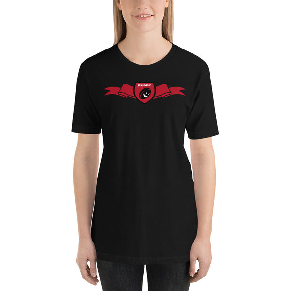 T-Shirt unisexe - Ruban/Écusson - Noir/Rouge