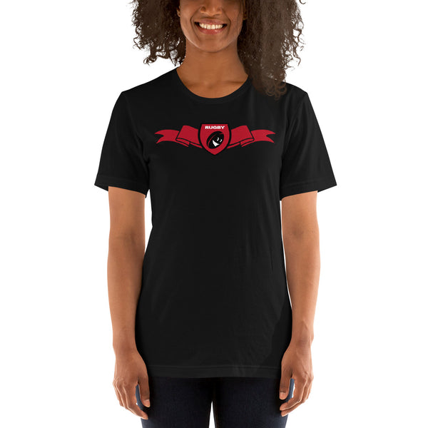 T-Shirt unisexe - Ruban/Écusson - Noir/Rouge