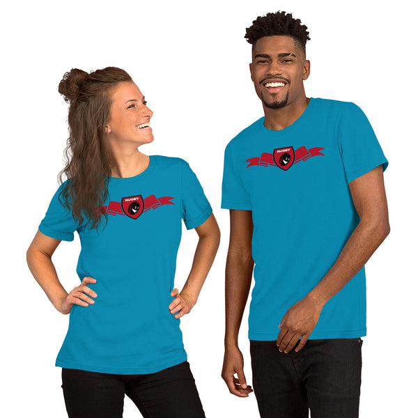 T-Shirt unisexe - Ruban/Écusson - Noir/Rouge