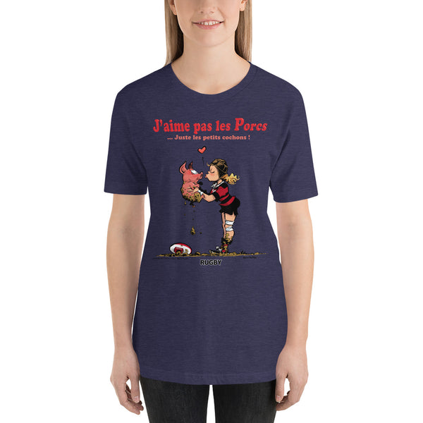 T-shirt FEMME - J'aime pas les PORCS - Noir/Rouge