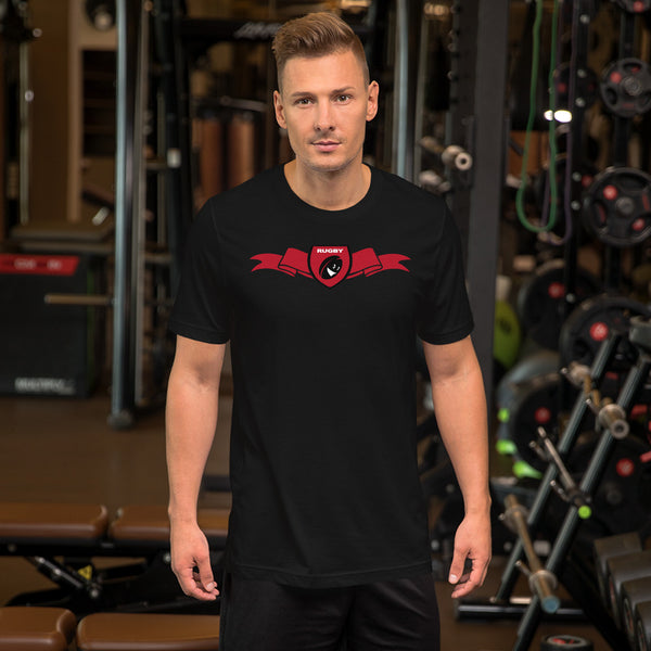 T-Shirt unisexe - Ruban/Écusson - Noir/Rouge