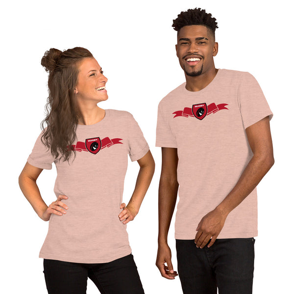 T-Shirt unisexe - Ruban/Écusson - Noir/Rouge