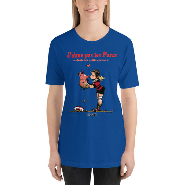 T-shirt FEMME - J'aime pas les PORCS - Noir/Rouge
