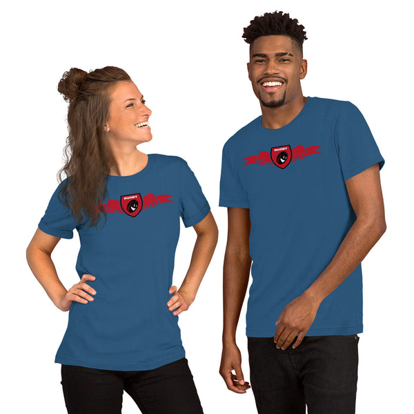 T-Shirt unisexe - Ruban/Écusson - Noir/Rouge