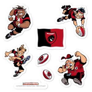 Stickers - Rugbymen 2 - Noir/Rouge