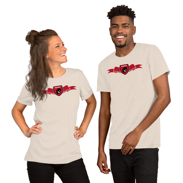 T-Shirt unisexe - Ruban/Écusson - Noir/Rouge