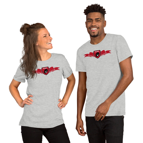 T-Shirt unisexe - Ruban/Écusson - Noir/Rouge