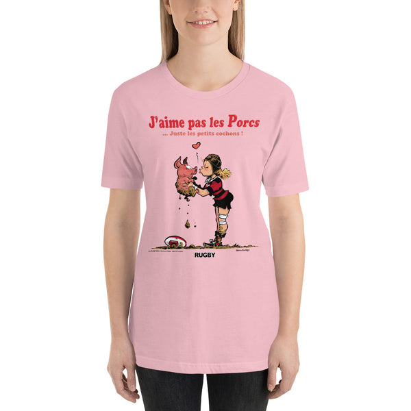 T-shirt FEMME - J'aime pas les PORCS - Noir/Rouge