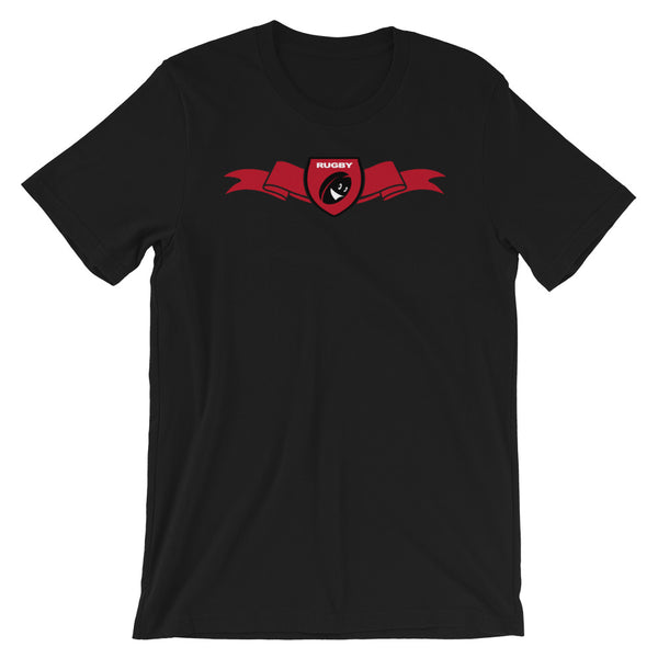 T-Shirt unisexe - Ruban/Écusson - Noir/Rouge