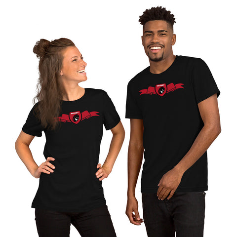 T-Shirt unisexe - Ruban/Écusson - Noir/Rouge