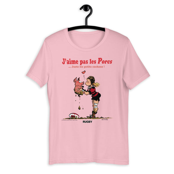 T-shirt FEMME - J'aime pas les PORCS - Noir/Rouge