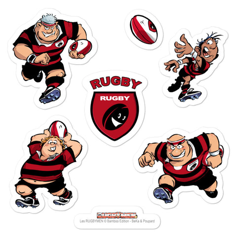 Stickers - Rugbymen 1 - Noir/Rouge