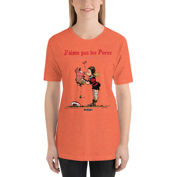 T-shirt FEMME - J'aime pas les PORCS - Noir/Rouge