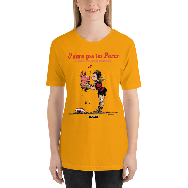 T-shirt FEMME - J'aime pas les PORCS - Noir/Rouge