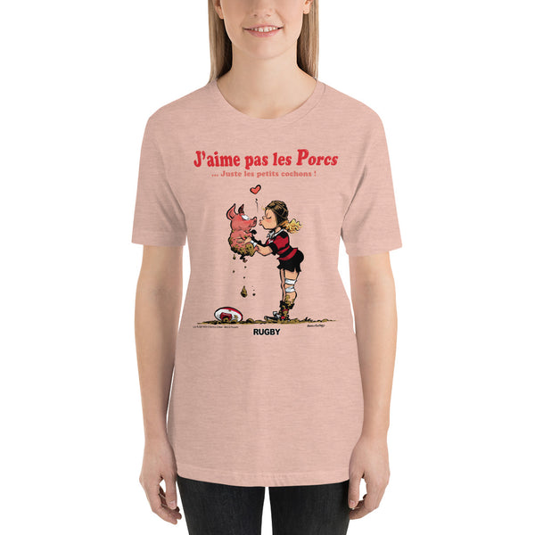 T-shirt FEMME - J'aime pas les PORCS - Noir/Rouge