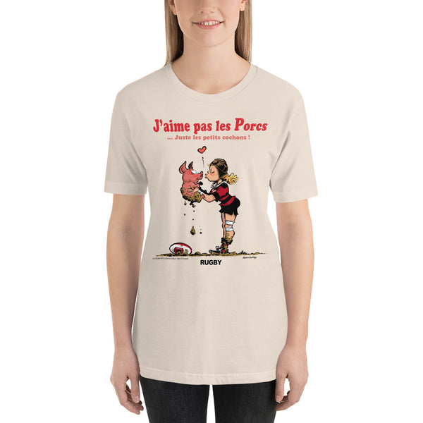 T-shirt FEMME - J'aime pas les PORCS - Noir/Rouge