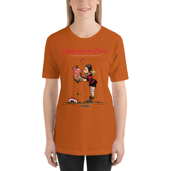 T-shirt FEMME - J'aime pas les PORCS - Noir/Rouge