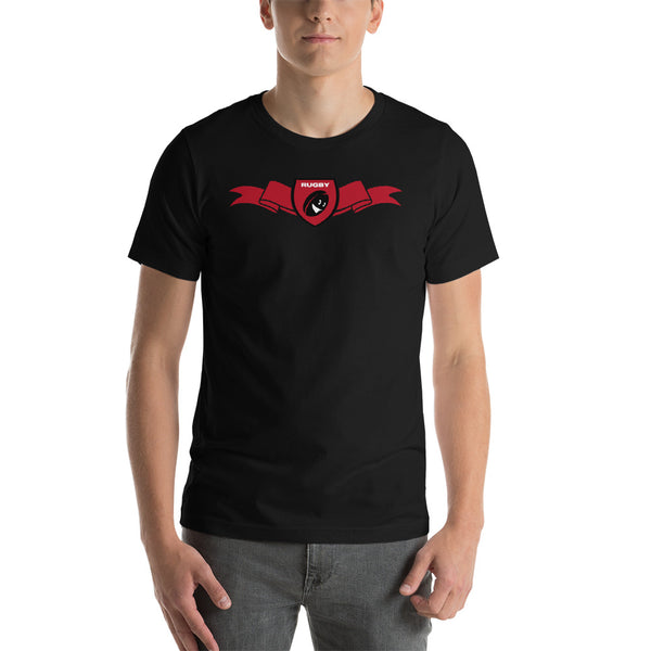 T-Shirt unisexe - Ruban/Écusson - Noir/Rouge