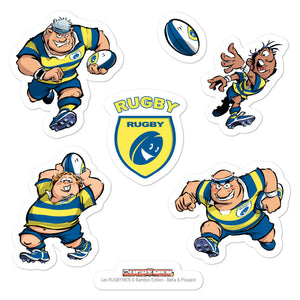 Stickers - Rugbymen 1 - Jaune/Bleu