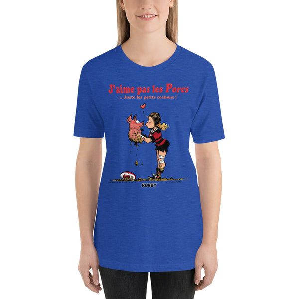 T-shirt FEMME - J'aime pas les PORCS - Noir/Rouge