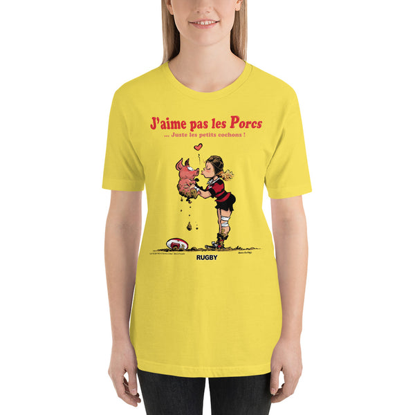T-shirt FEMME - J'aime pas les PORCS - Noir/Rouge