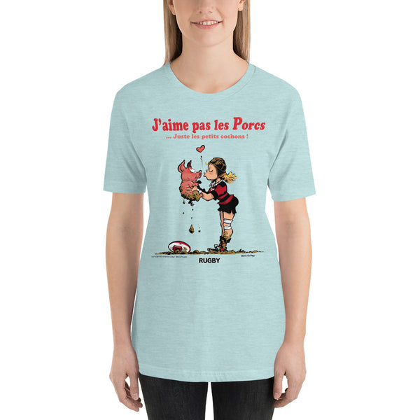 T-shirt FEMME - J'aime pas les PORCS - Noir/Rouge