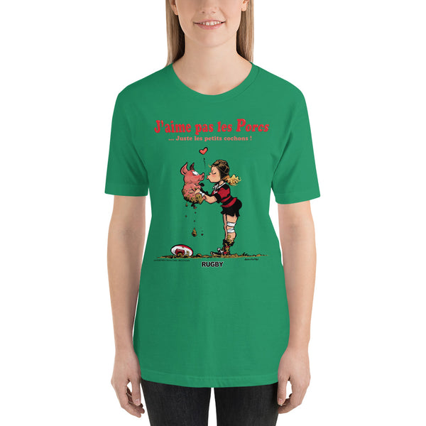 T-shirt FEMME - J'aime pas les PORCS - Noir/Rouge