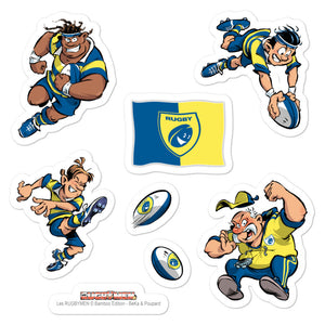 Stickers - Rugbymen 2 - Jaune/Bleu