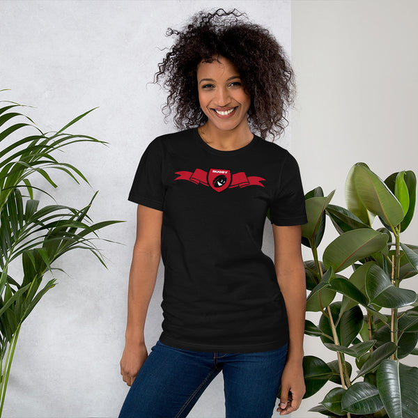 T-Shirt unisexe - Ruban/Écusson - Noir/Rouge